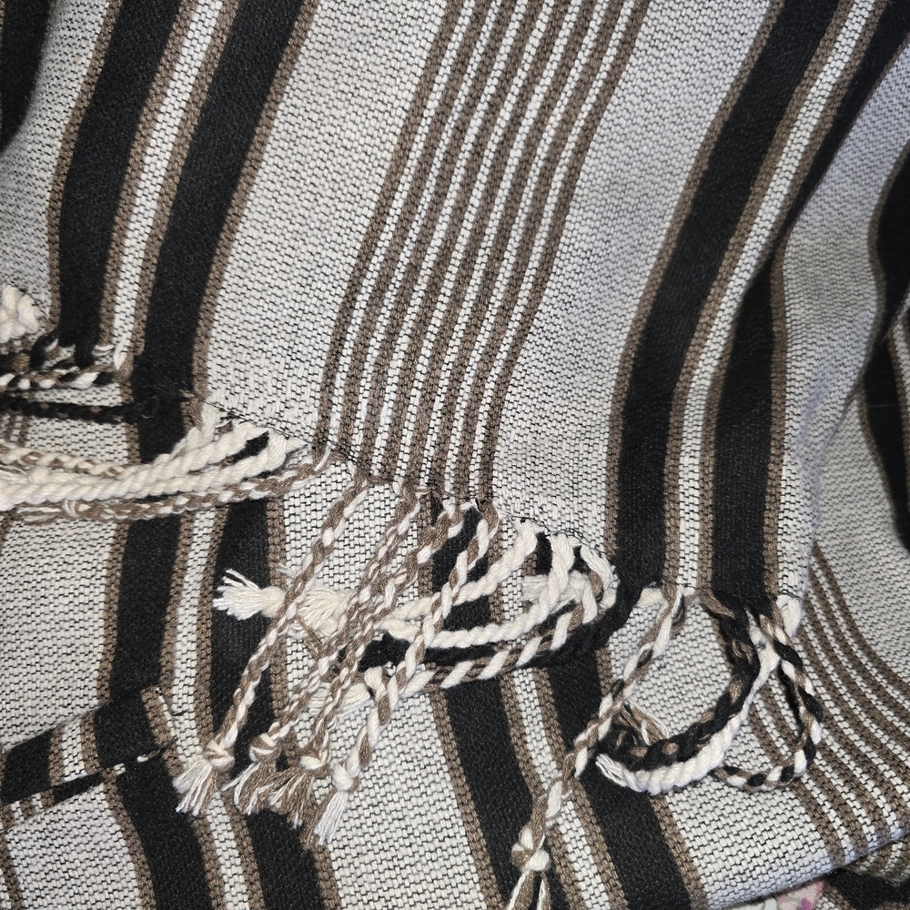 BB Dakota Striped Cardigan Pocho Tie Waist Blanket Jacket Sz Small - Picture 10 of 11